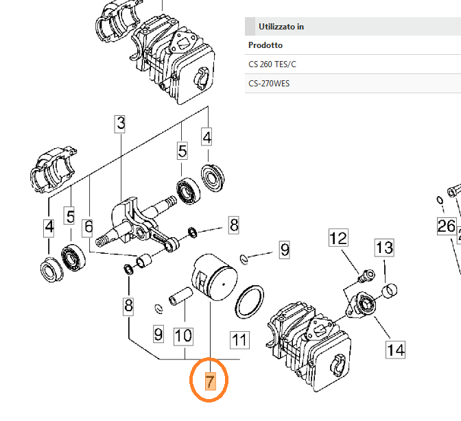 PISTONE PER MOTOSEGA 269 TCS SHINDAIWA