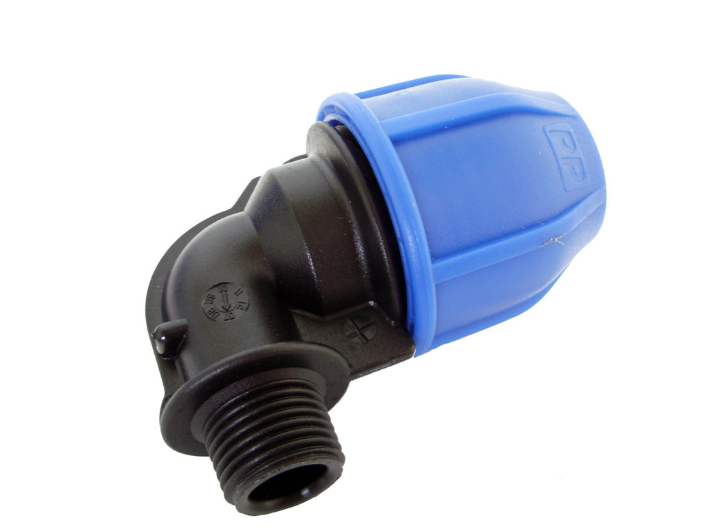 CURVA GOMITO A 90° 25X3/4 MASCHIO A COMPRESSIONE PER TUBO POLIETILEN