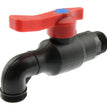 RUBINETTO A SFERA LEVA CON MANIGLIA ROSSA PLASTICA 3/4 PLASTICA NERA