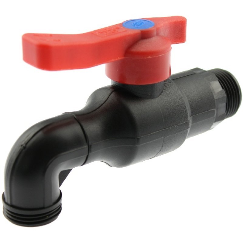 RUBINETTO A SFERA LEVA CON MANIGLIA ROSSA DA 1/2 PLASTICA NERA