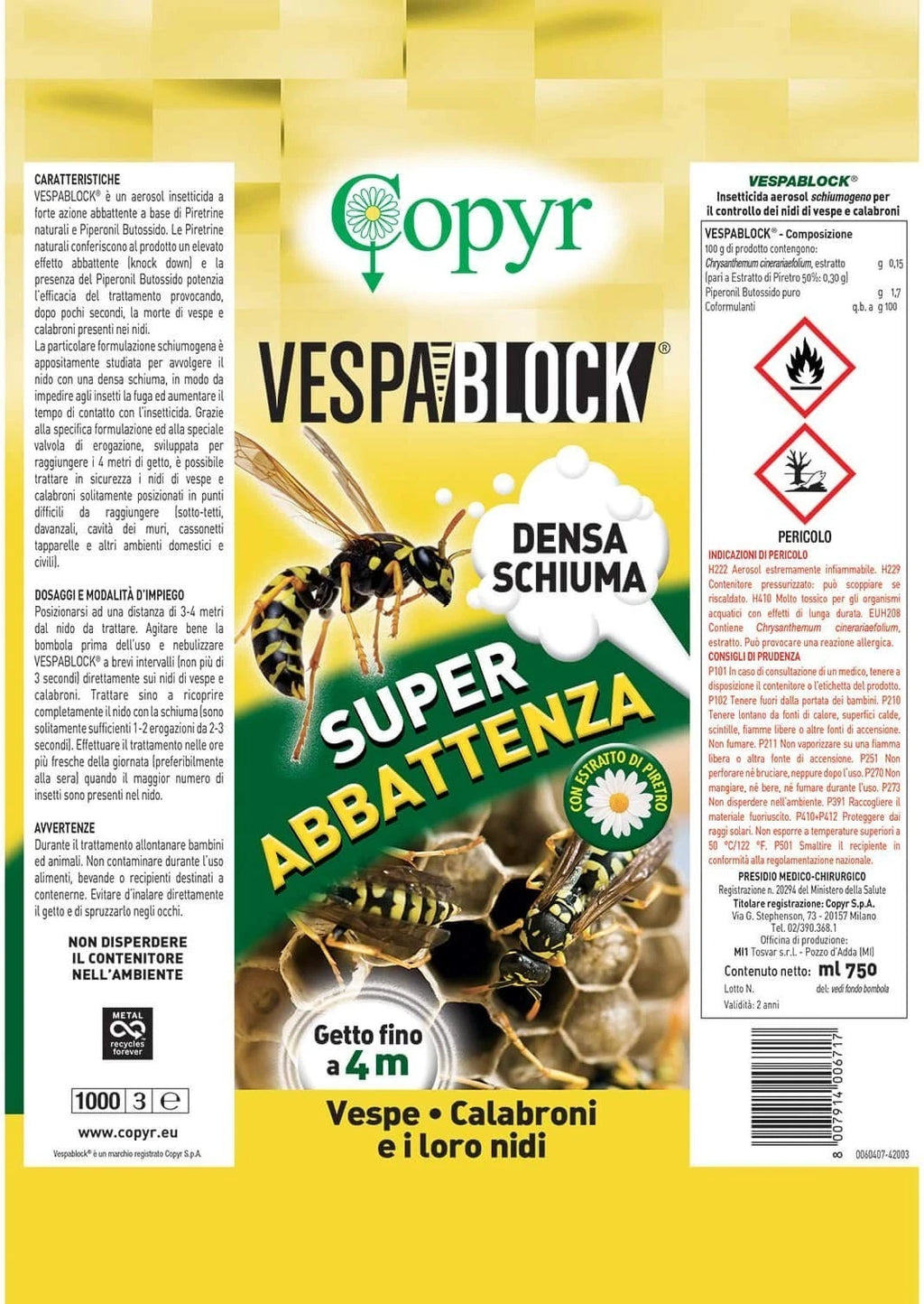 VESPA BLOCK SUPER ABBATTENZA SCHIUMA DENSA 750ML.COPYR