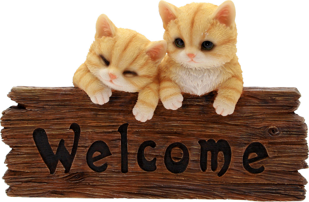 DECORAZIONE WELCOME GATTI CM.30 IN RESINA ANTICO MESTIERE