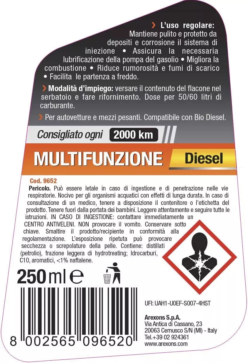 ADDITIVO DIESEL "MULTIFUNZIONE" DA 250 ML AREXONS