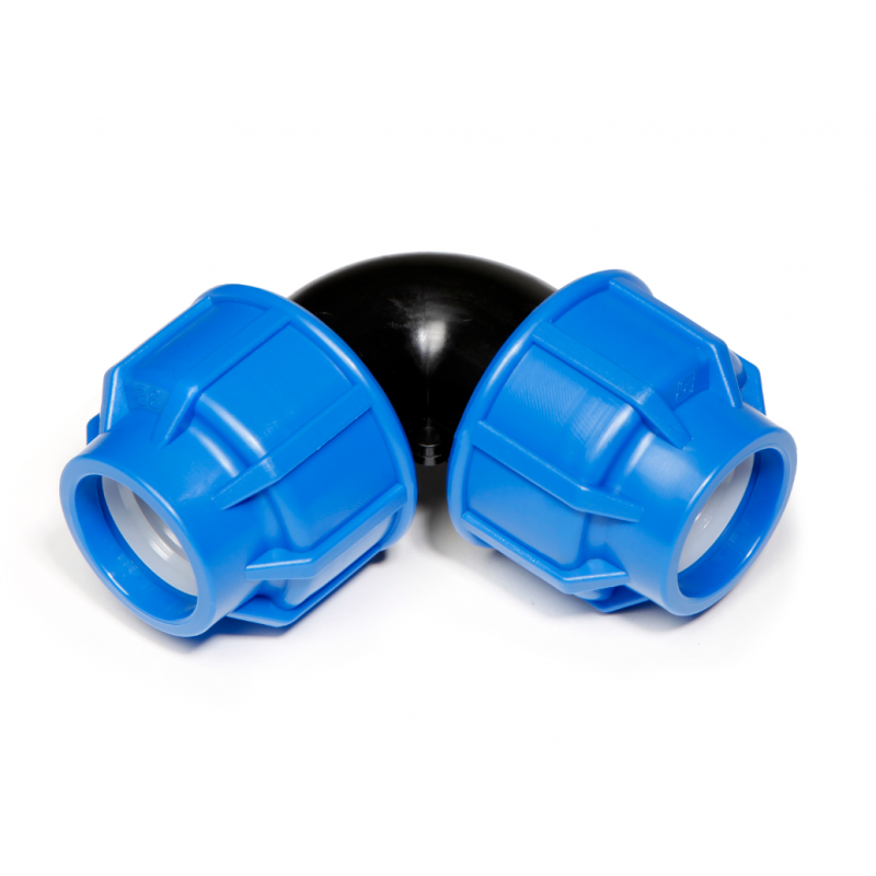 CURVA GOMITON A 90° 32X32 A COMPRESSIONE PER TUBO POLIETILENE PN