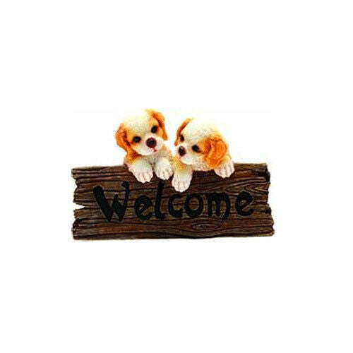 DECORAZIONE WELCOME CON CANI CM.29 IN RESINA ANTICO MESTIERE