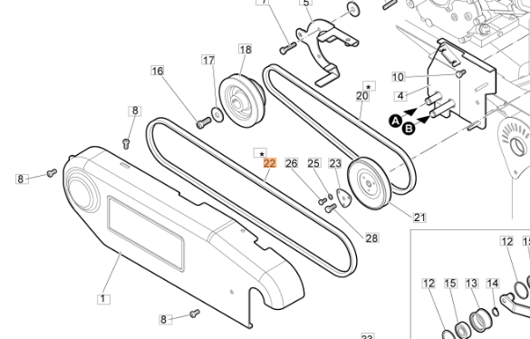 Cinghia rotore lunga per trinciasarmenti WB 50 (k800h) OLEOMAC