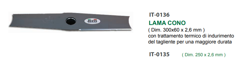 LAMA CONO DIM.60X300 SP.2.6MM PER DECESPUGLIATORI