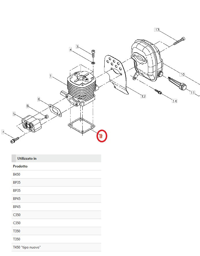 GUARNIZIONE CILINDRO PER DECESPUGLIATORE T350-450 SHINDAIWA