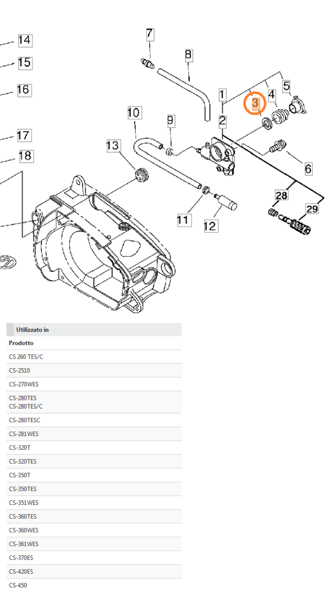 VITE SENZA FINE RICAMBIO MOTOSEGA 269TCS/280TCS SHINDAIWA