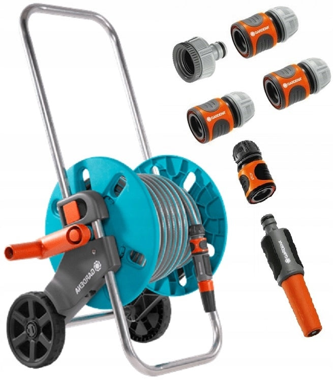 CARRELLO AVVOLGITUBO PLASTICA CON MT.20 TUBO GARDENA