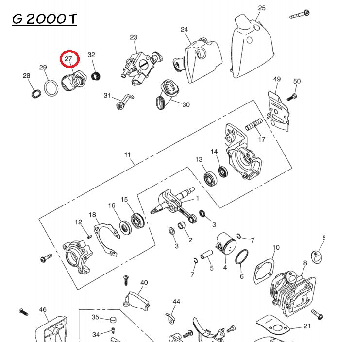 COLLETTORE RICAMBIO PER MOTOSEGA ZENOAH G 2000